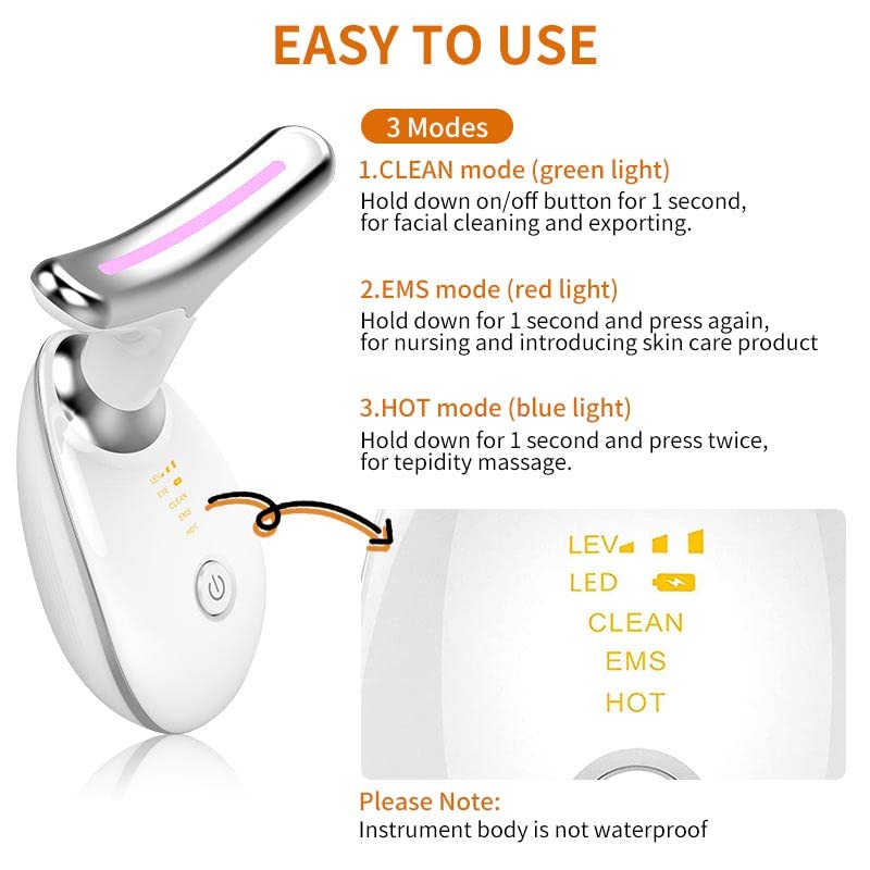 RubySnaps Advanced Neck Face Firming Wrinkle Removal Tool Skin Lift Device Double Chin Reducer Skin Rejuvenation Beauty Device for Face and Neck Lifting Skin Groomer- White