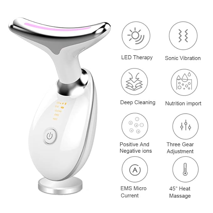 RubySnaps Advanced Neck Face Firming Wrinkle Removal Tool Skin Lift Device Double Chin Reducer Skin Rejuvenation Beauty Device for Face and Neck Lifting Skin Groomer- White