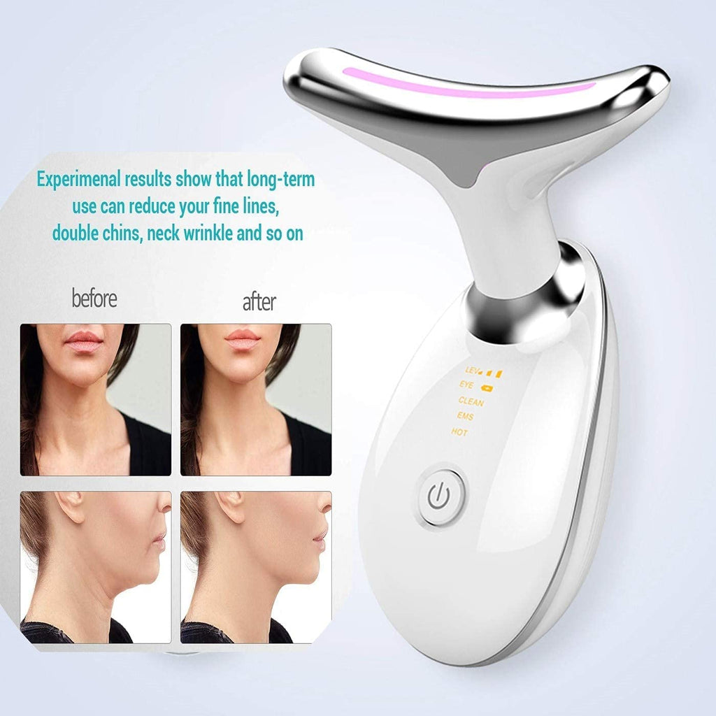RubySnaps Advanced Neck Face Firming Wrinkle Removal Tool Skin Lift Device Double Chin Reducer Skin Rejuvenation Beauty Device for Face and Neck Lifting Skin Groomer- White