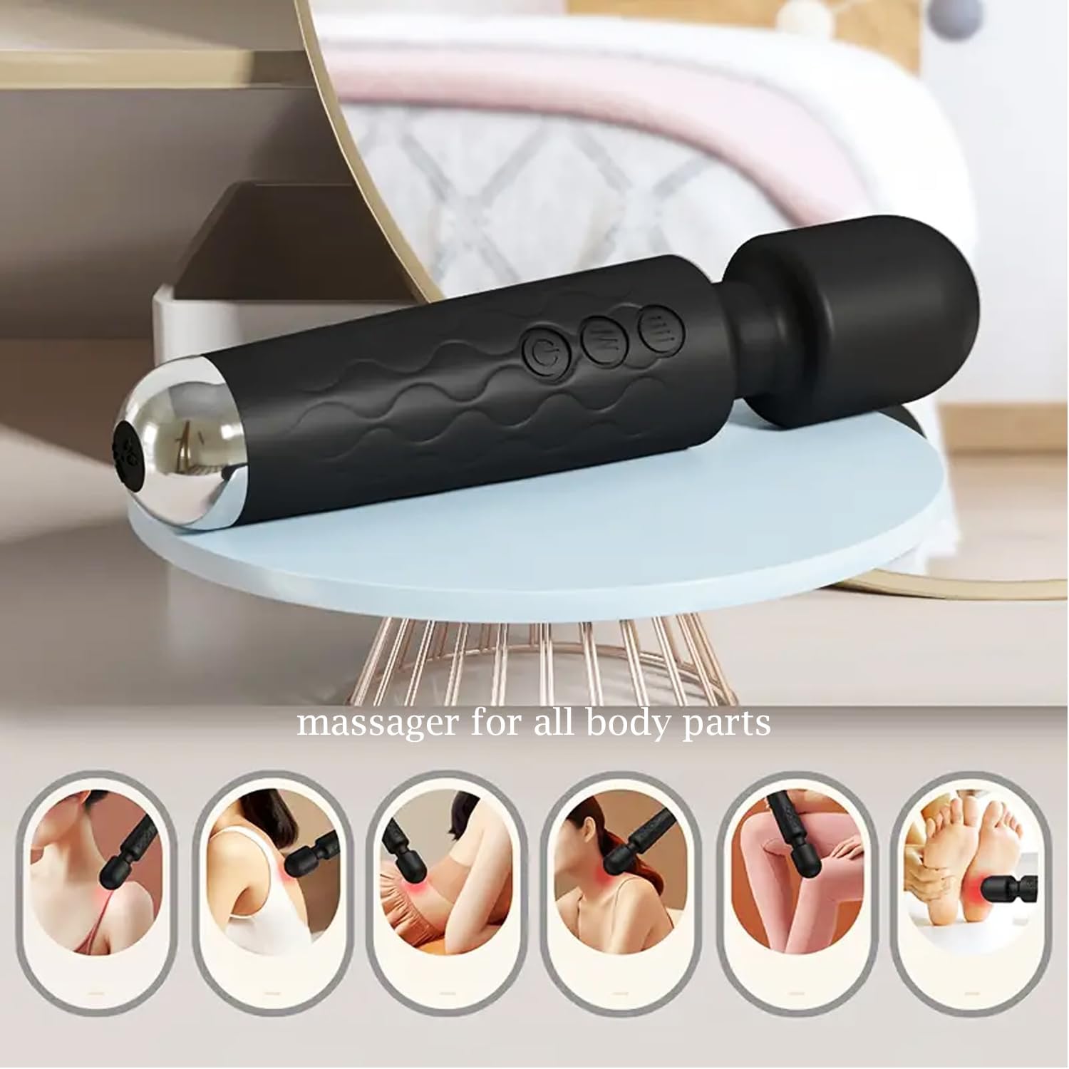 Personal Body Massager for Men & Women || Cordless Handheld Wand with 20 Vibration Modes & 8 Speed Patterns || Perfect for Pain Relief Massage (Multicolor) (Pack of 1)