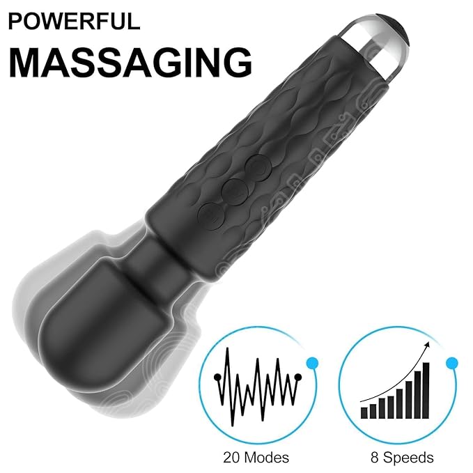 Personal Body Massager for Men & Women || Cordless Handheld Wand with 20 Vibration Modes & 8 Speed Patterns || Perfect for Pain Relief Massage (Multicolor) (Pack of 1)