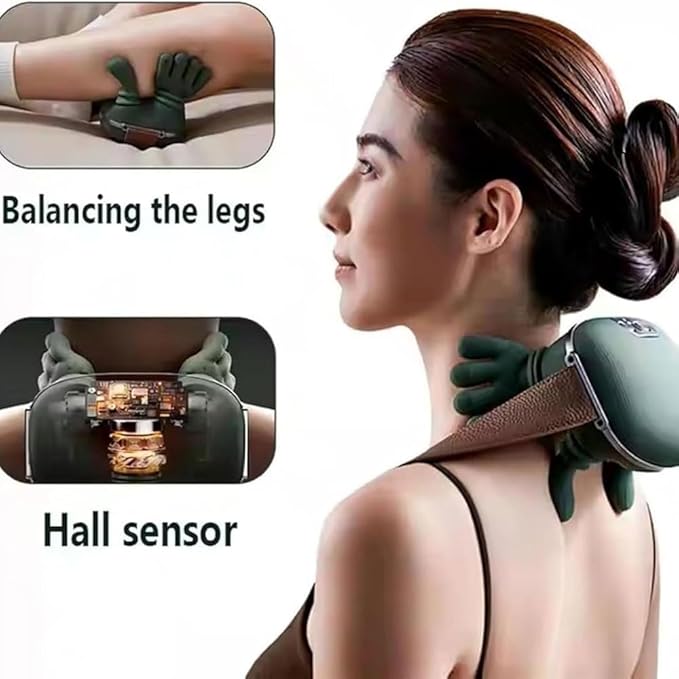 Rubysnaps Bionic Heated Massager, Wireless Portable Shiatsu Neck and Back Massager, Electric Deep Tissue 4D Kneading Massage, Simulated Human Hand Design for Pain Relief and Muscle Relax